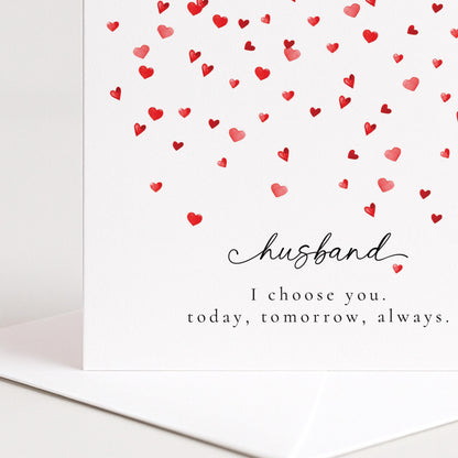 Valentines Husband Card, Minimal Valentine’s Day Card for Husband, Elegant Heart Design, I Choose You Romantic Husband Card