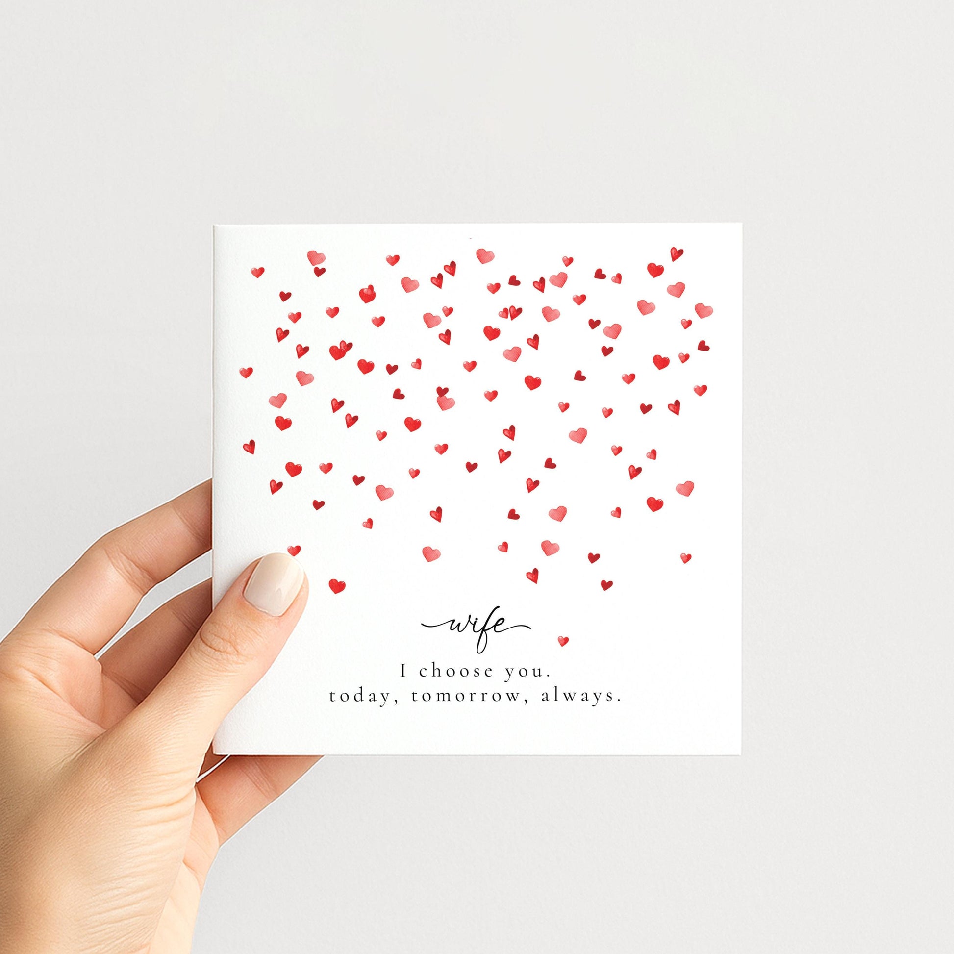 Valentines Wife Card, Minimal Valentine’s Day Card for Wife, Elegant Heart Design, I Choose You Romantic Wife Card