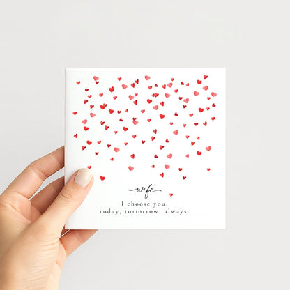 Valentines Wife Card, Minimal Valentine’s Day Card for Wife, Elegant Heart Design, I Choose You Romantic Wife Card