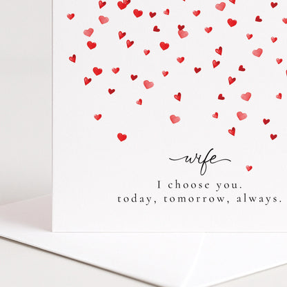 Valentines Wife Card, Minimal Valentine’s Day Card for Wife, Elegant Heart Design, I Choose You Romantic Wife Card