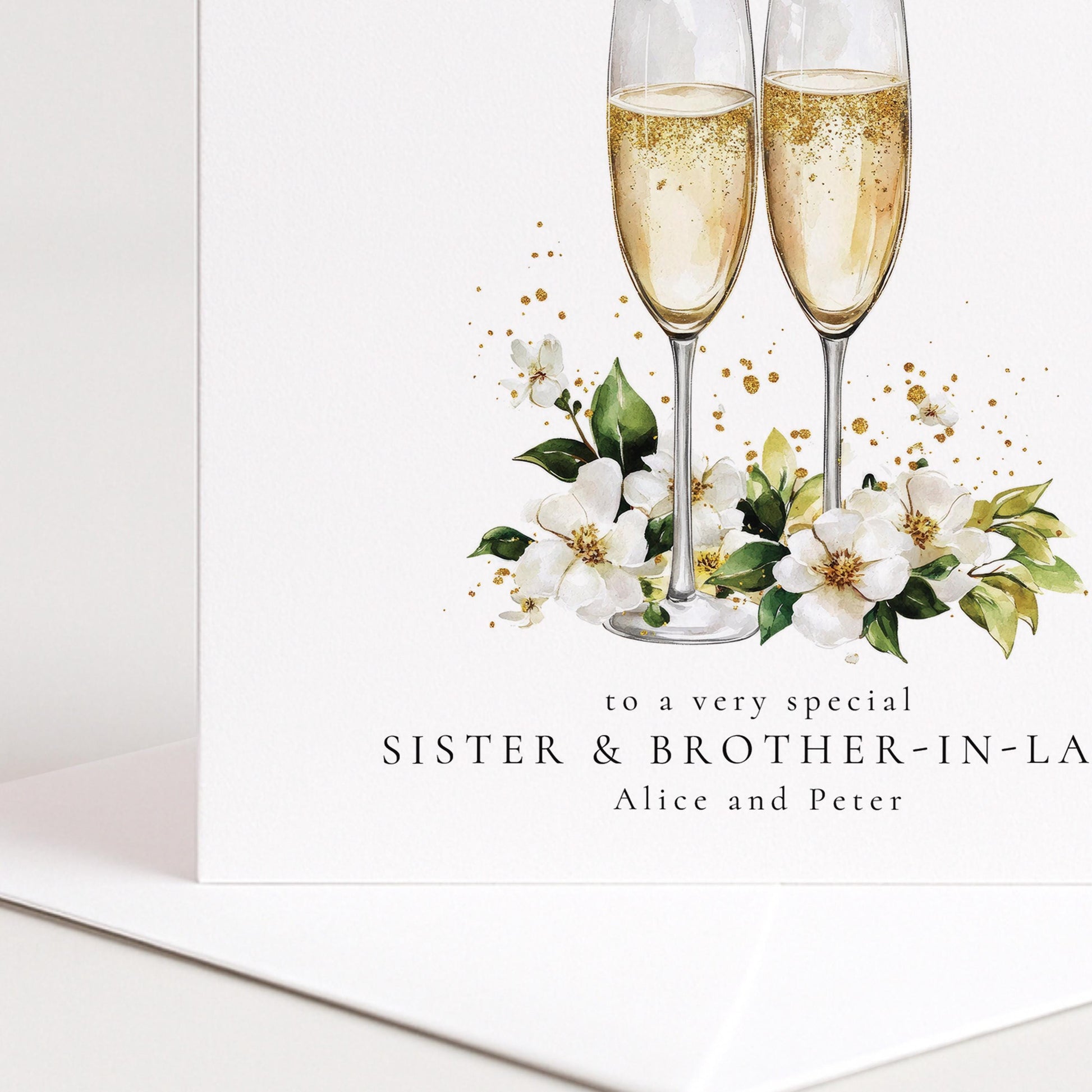 Anniversary Card for Sister and Brother in Law, Personalised Anniversary Card with Names, Champagne Glasses Card