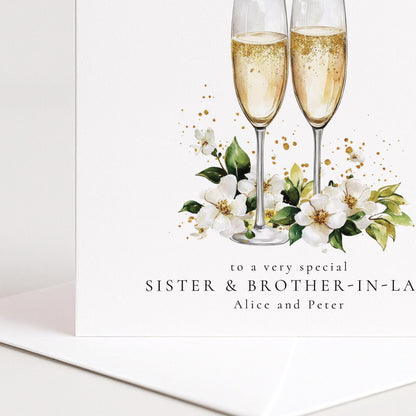 Anniversary Card for Sister and Brother in Law, Personalised Anniversary Card with Names, Champagne Glasses Card
