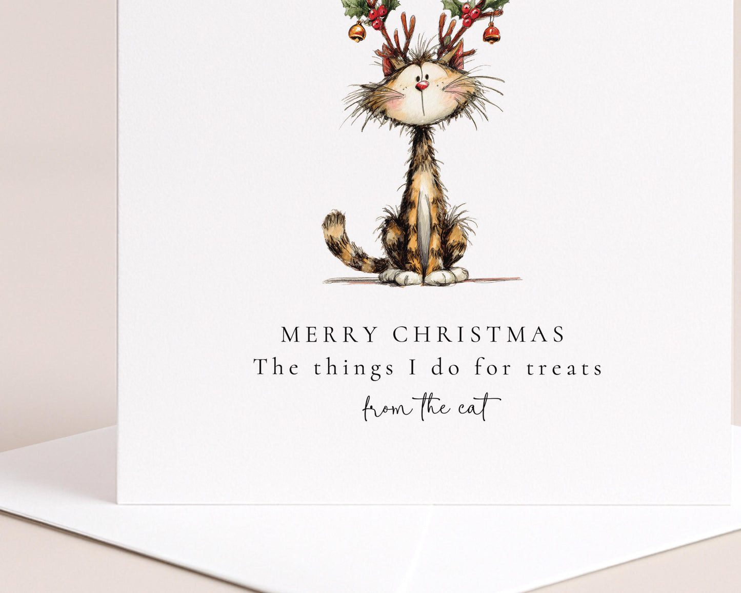Funny Cat Christmas Card, The Things I Do for Treats, Christmas Card from the Cat, Cute Pet Christmas Card for Cat Lovers