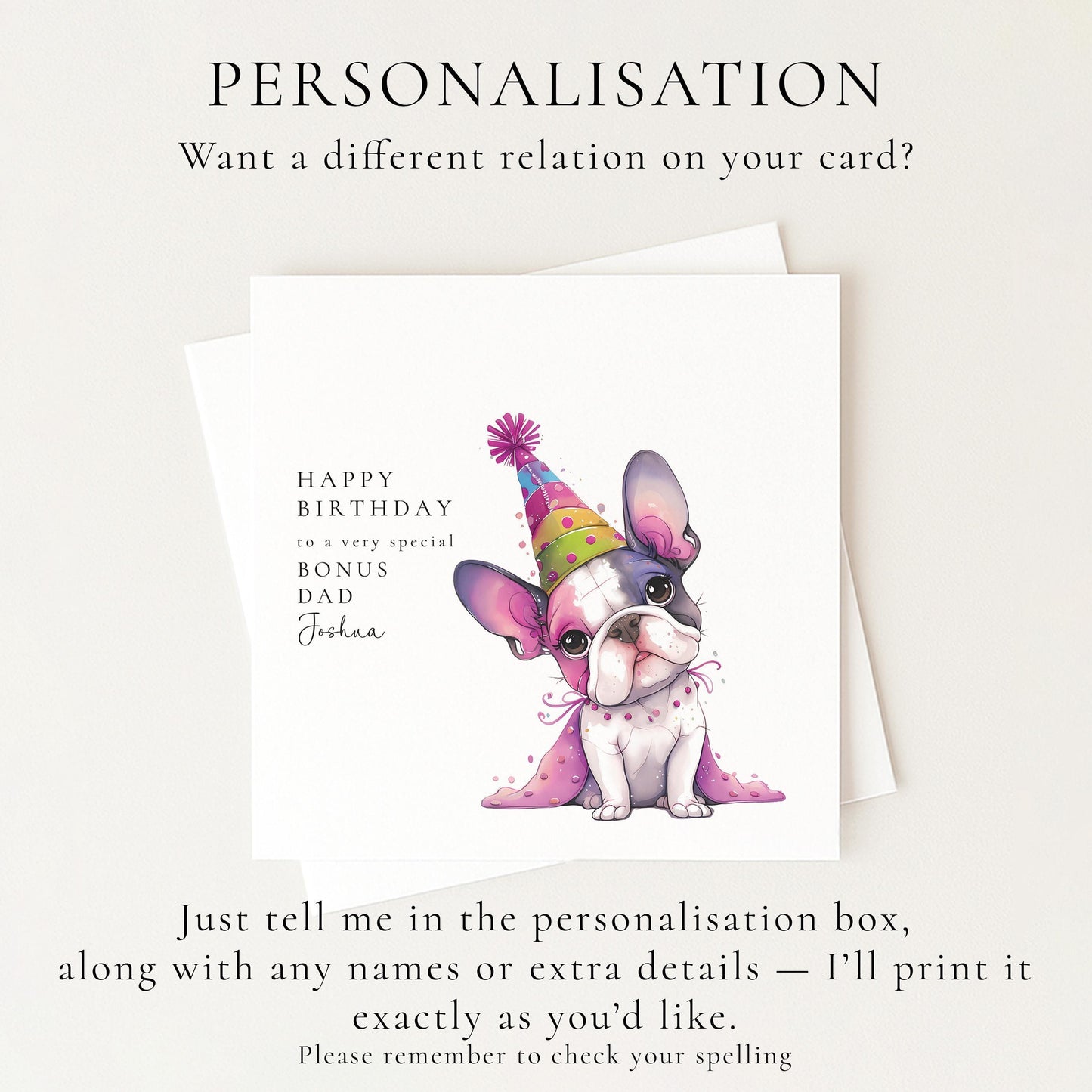 Bonus Dad Birthday Card, Birthday Card for Bonus Dad, Cute Dog Birthday Card