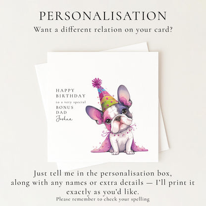 Bonus Dad Birthday Card, Birthday Card for Bonus Dad, Cute Dog Birthday Card
