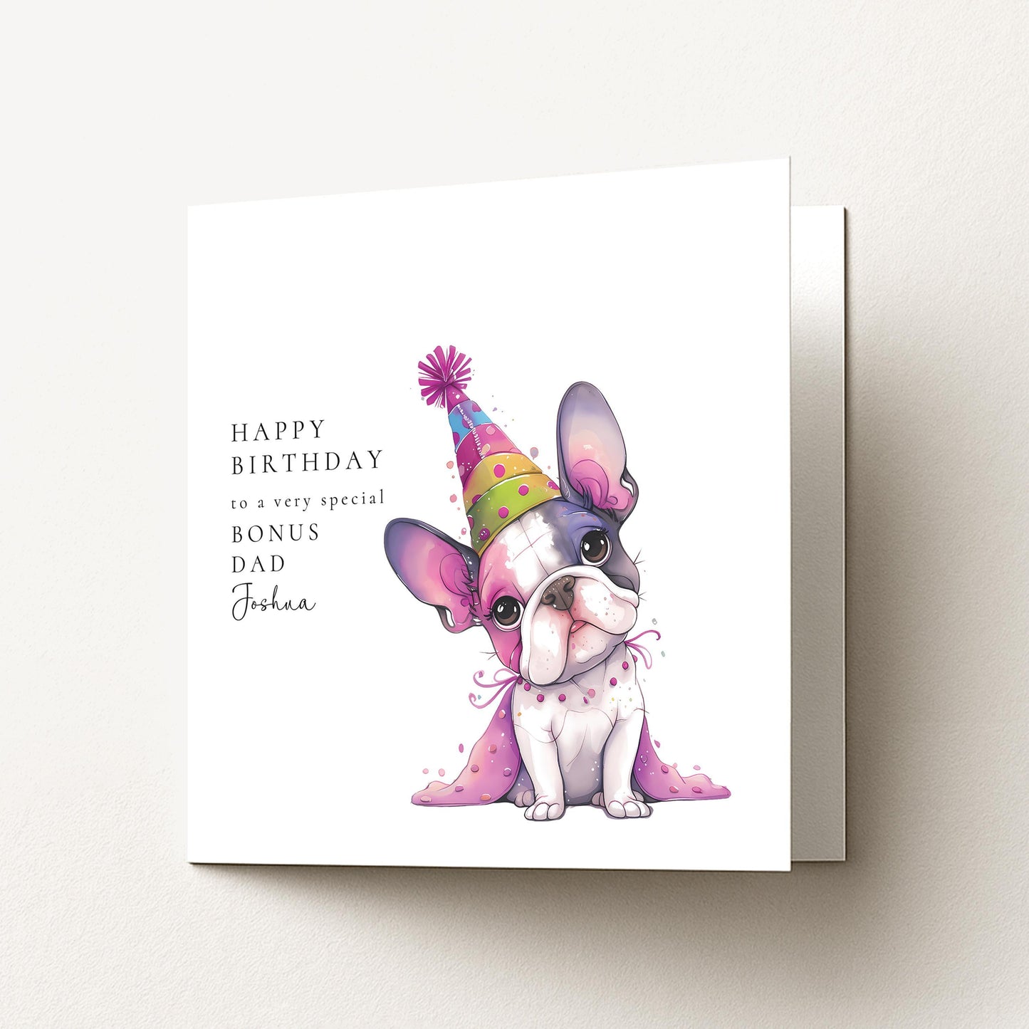 Bonus Dad Birthday Card, Birthday Card for Bonus Dad, Cute Dog Birthday Card