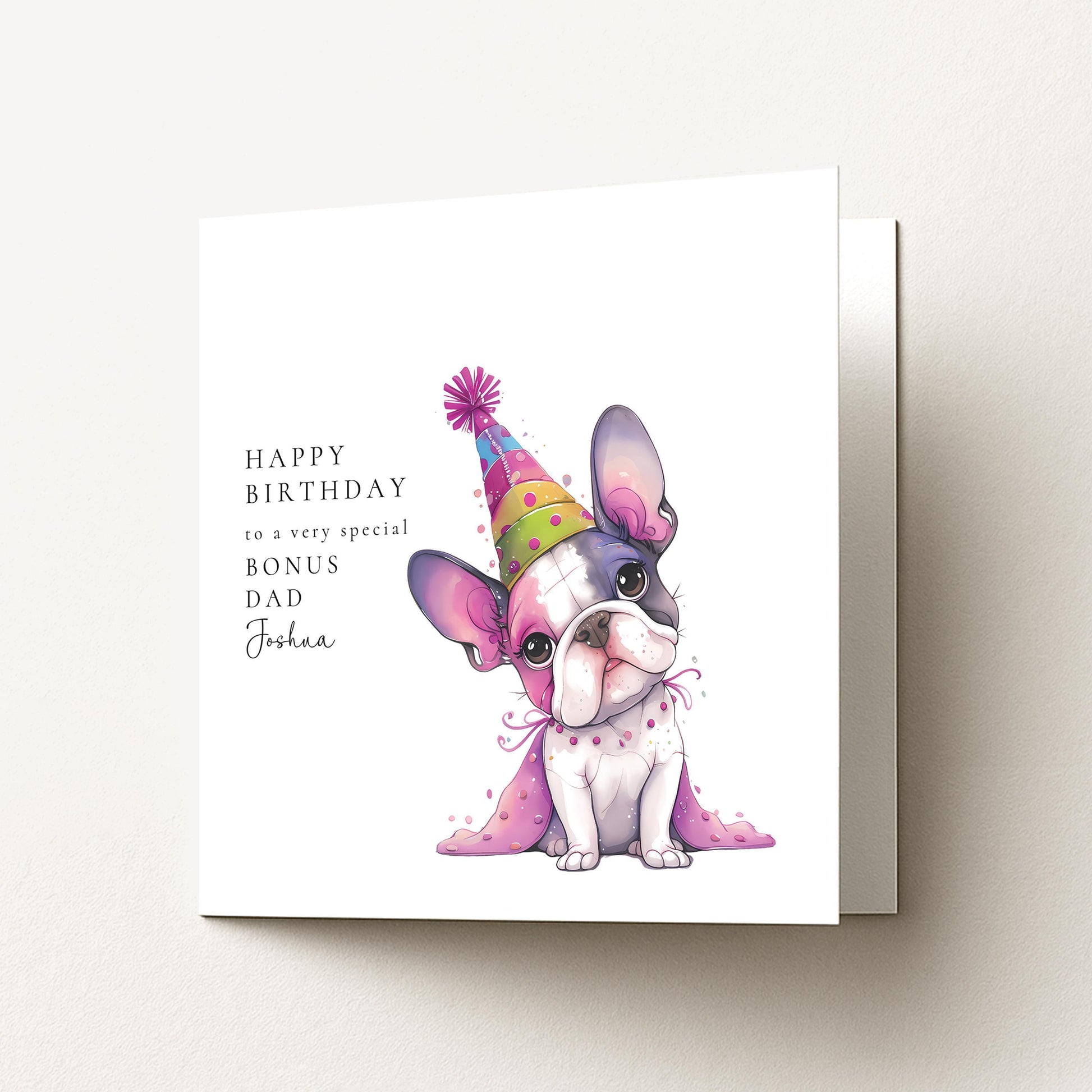 Bonus Dad Birthday Card, Birthday Card for Bonus Dad, Cute Dog Birthday Card