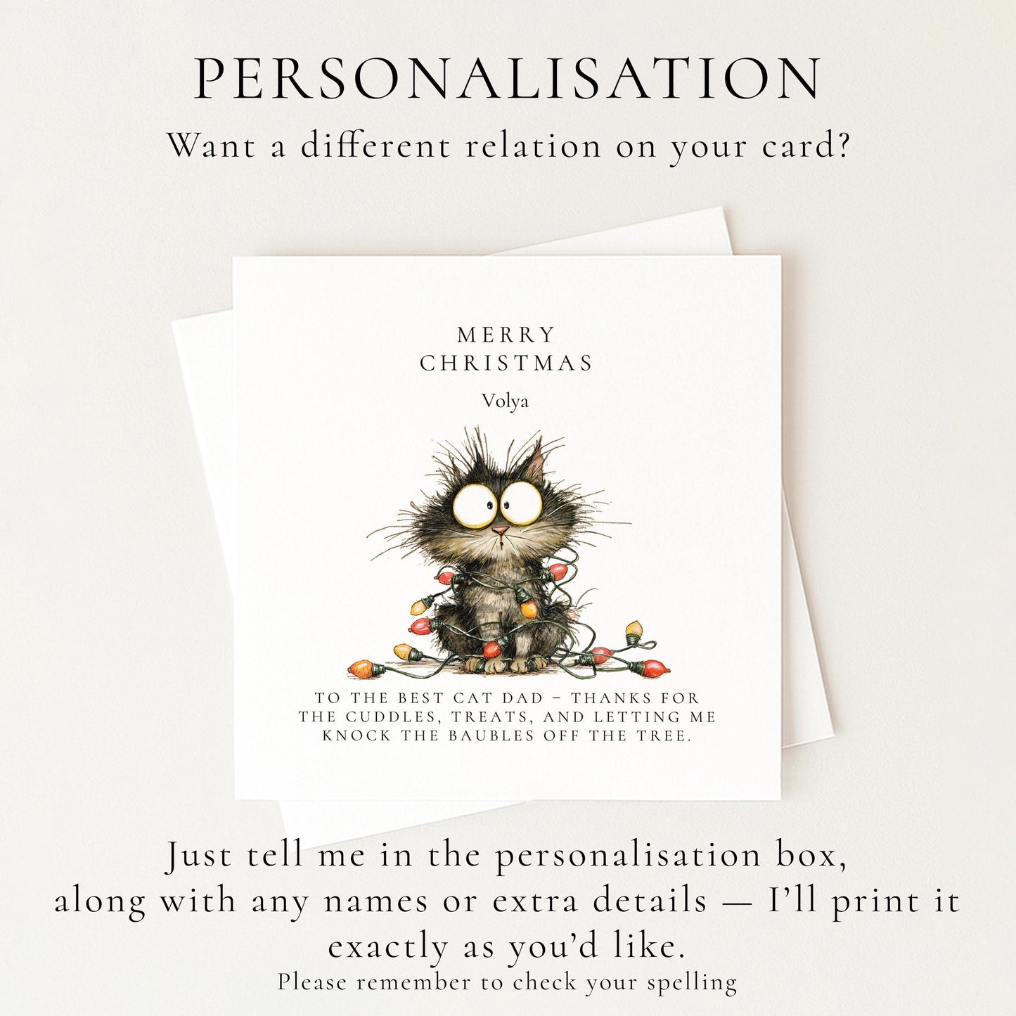 Cat Dad Christmas Card, Card for Cat Owners, Cat Dad Festive Card - Happy Christmas To The Best Cat Dad Greetings Card