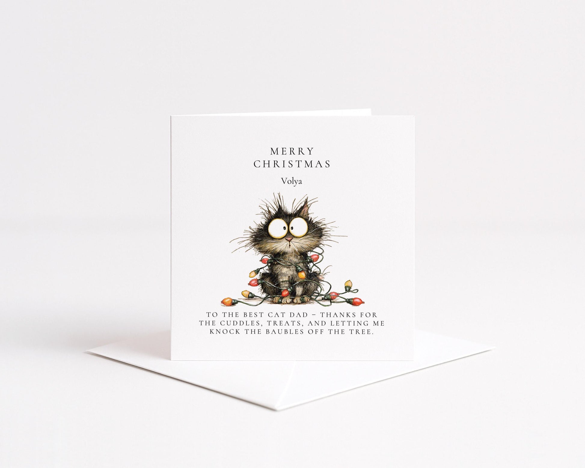 Cat Dad Christmas Card, Card for Cat Owners, Cat Dad Festive Card - Happy Christmas To The Best Cat Dad Greetings Card