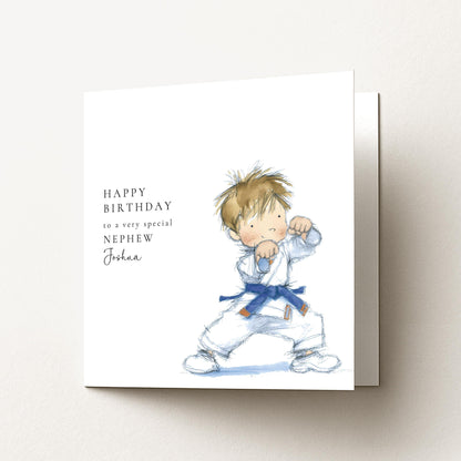 Nephew Birthday Card, Birthday Card for Nephew, Cute Karate Boy Birthday Card