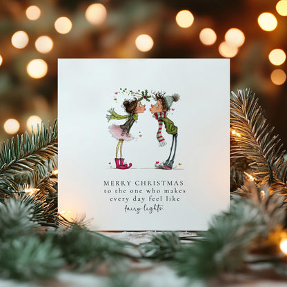 Romantic Christmas Card, Fairy Lights Love Card, Cute Christmas Card for Partner, Boyfriend Girlfriend Husband Wife, Sweet Festive Card