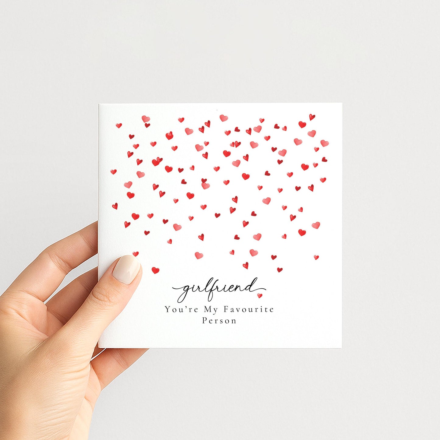 Valentines Girlfriend Card, Minimal Valentine’s Day Card for Girlfriend, Elegant Heart Design, You’re My Favourite Person Card