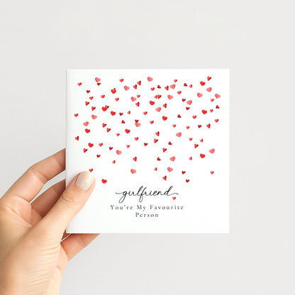 Valentines Girlfriend Card, Minimal Valentine’s Day Card for Girlfriend, Elegant Heart Design, You’re My Favourite Person Card