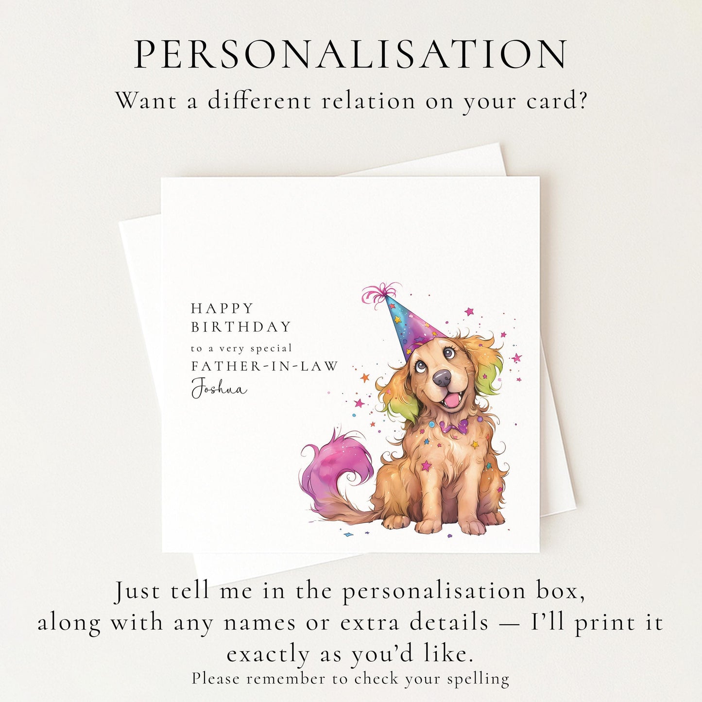 Father in Law Birthday Card, Birthday Card for Father in Law, Cute Dog Birthday Card