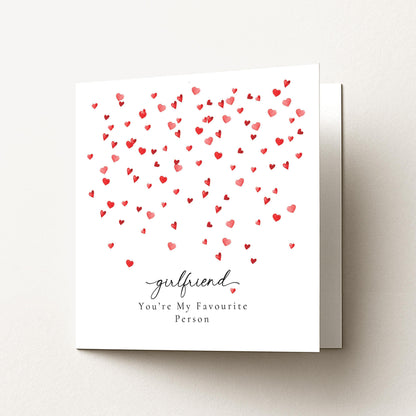 Valentines Girlfriend Card, Minimal Valentine’s Day Card for Girlfriend, Elegant Heart Design, You’re My Favourite Person Card
