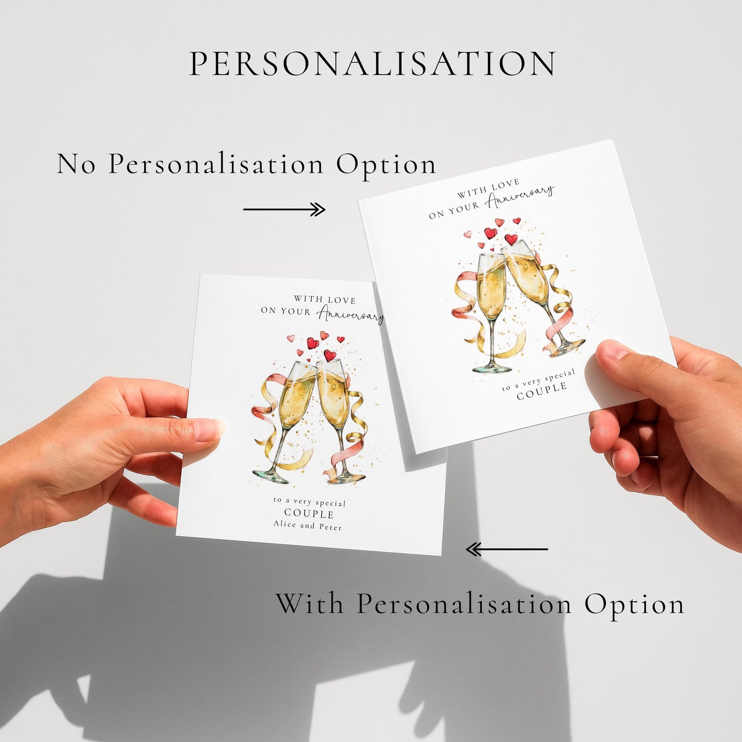 Personalised Anniversary Card for Couple, Anniversary Card with Names, Champagne Glasses Card, Wedding Anniversary Card