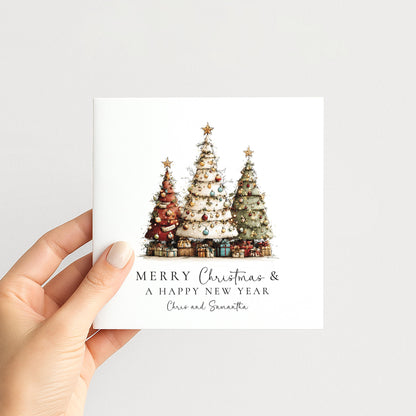 Christmas Couple Card, Personalised Christmas Card for Couple, Custom Name Tree Card, Festive Holiday Card for Partners