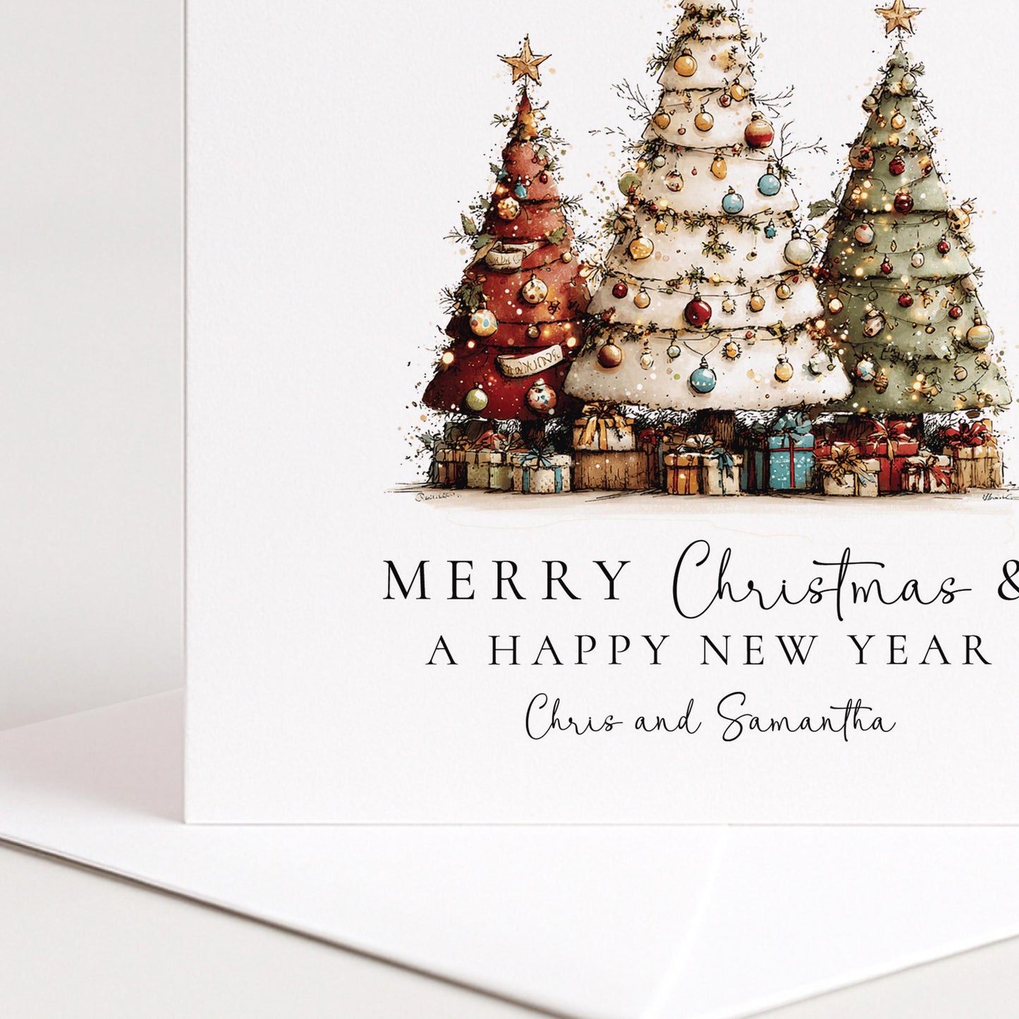 Christmas Couple Card, Personalised Christmas Card for Couple, Custom Name Tree Card, Festive Holiday Card for Partners