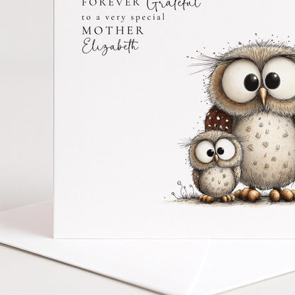 Mother’s Day Card - Personalised Owl & Baby Illustration | Sentimental Mum Gift