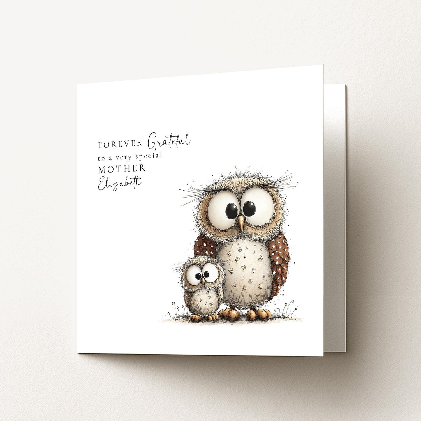 Mother’s Day Card - Personalised Owl & Baby Illustration | Sentimental Mum Gift