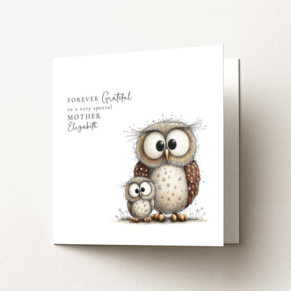 Mother’s Day Card - Personalised Owl & Baby Illustration | Sentimental Mum Gift