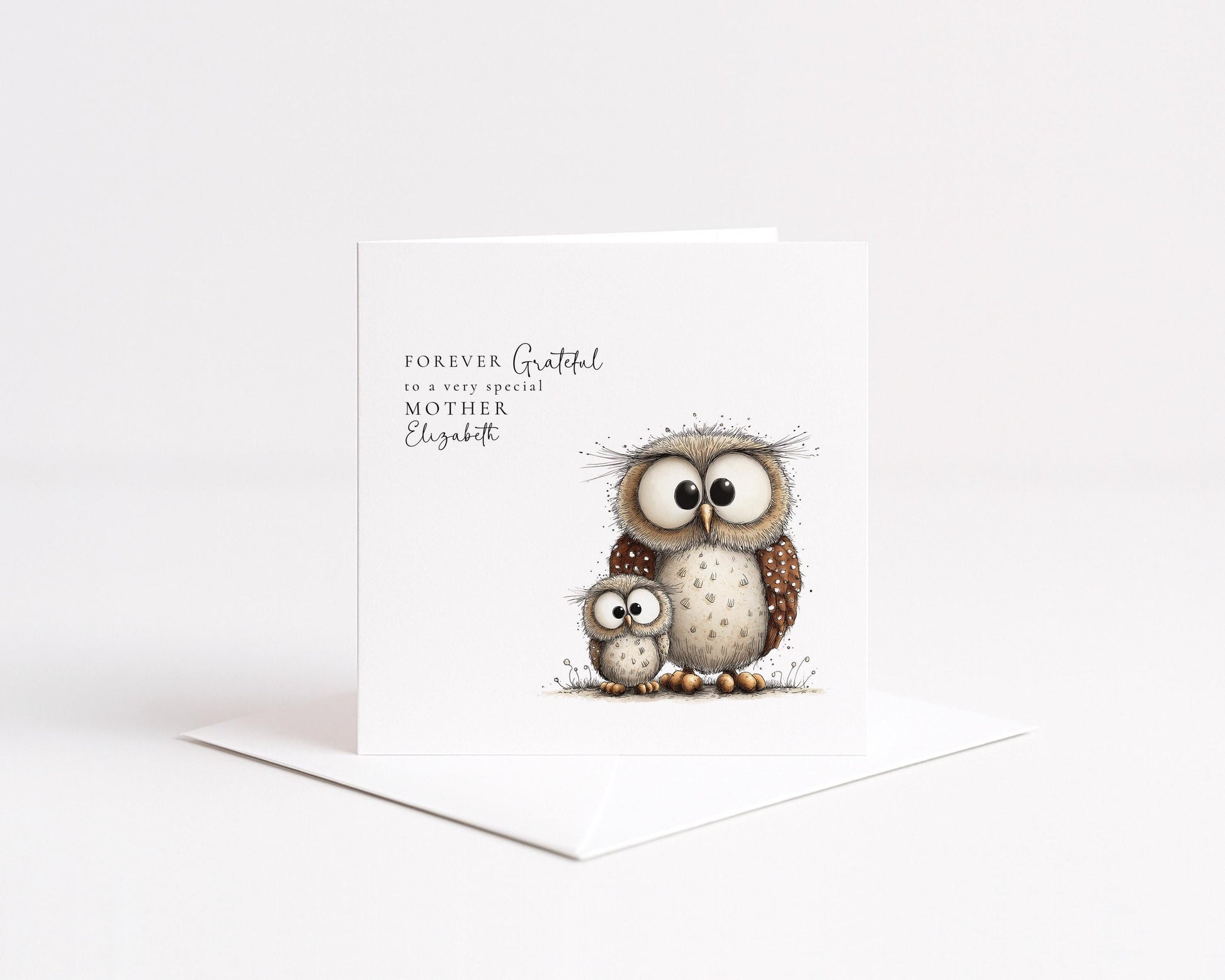 Mother’s Day Card - Personalised Owl & Baby Illustration | Sentimental Mum Gift