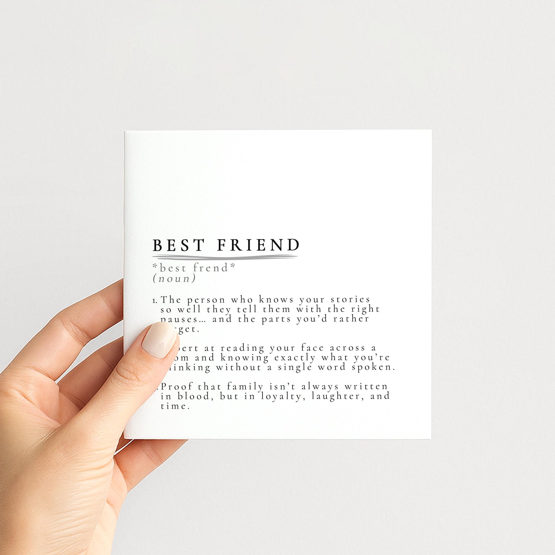 Best Friend Definition Card, Dictionary Meaning Bestie Birthday Card, Sentimental Minimalist Card for Best Friend, Friendship Card Idea
