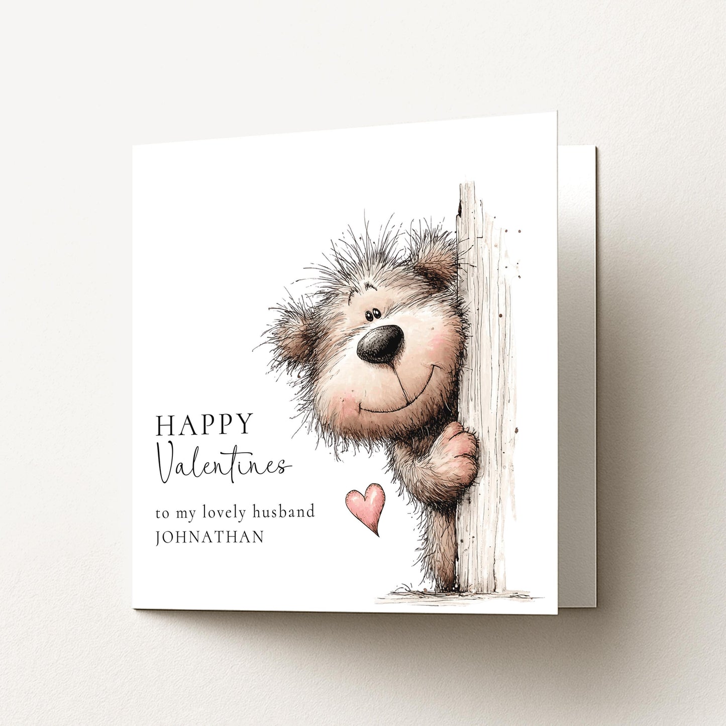 Valentines Card for Husband, Cute Bear Valentine Card, Personalised Husband Valentine’s Day Card, Romantic Printed Card