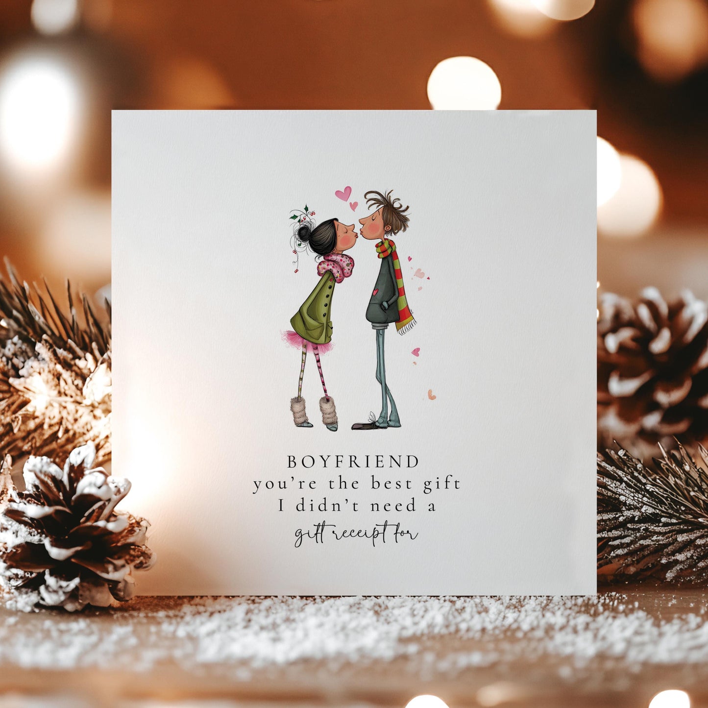 Funny Boyfriend Christmas Card, No Gift Receipt Card, Cute Romantic Xmas Card for Boyfriend, Humorous Christmas Card for Him