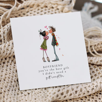 Funny Boyfriend Christmas Card, No Gift Receipt Card, Cute Romantic Xmas Card for Boyfriend, Humorous Christmas Card for Him