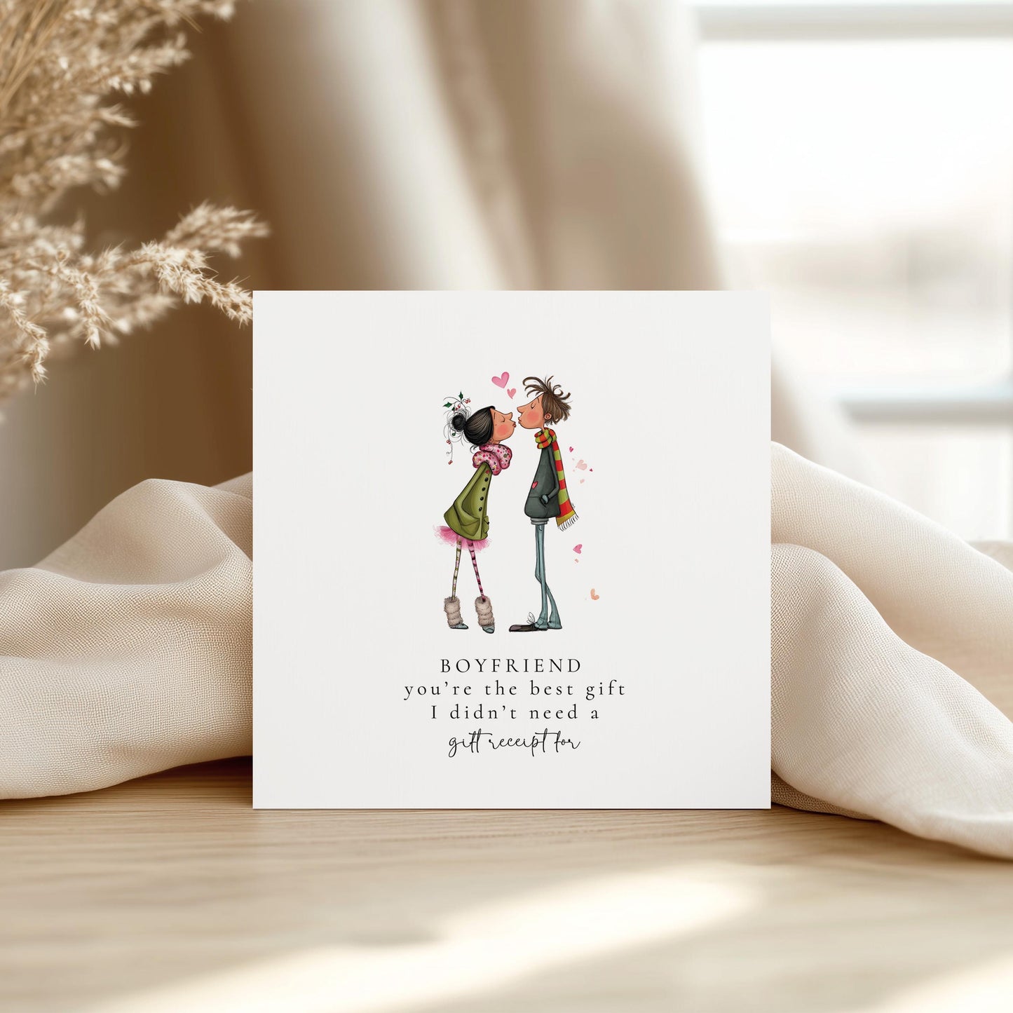 Funny Boyfriend Christmas Card, No Gift Receipt Card, Cute Romantic Xmas Card for Boyfriend, Humorous Christmas Card for Him