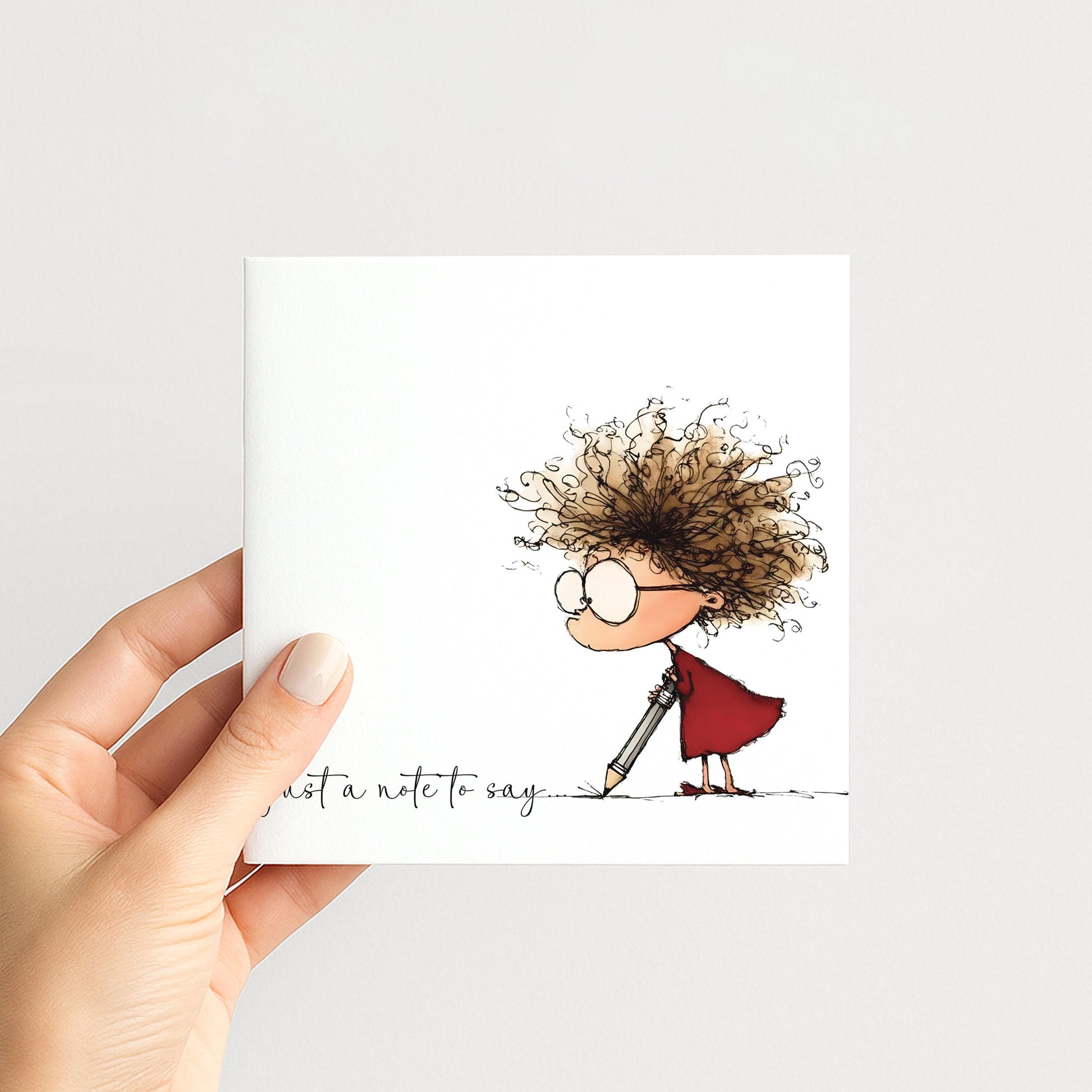 Just a Note Card, Thinking of You Card, Cute Character Note Card, Blank Inside Card, Everyday Greeting Card, Printed Card