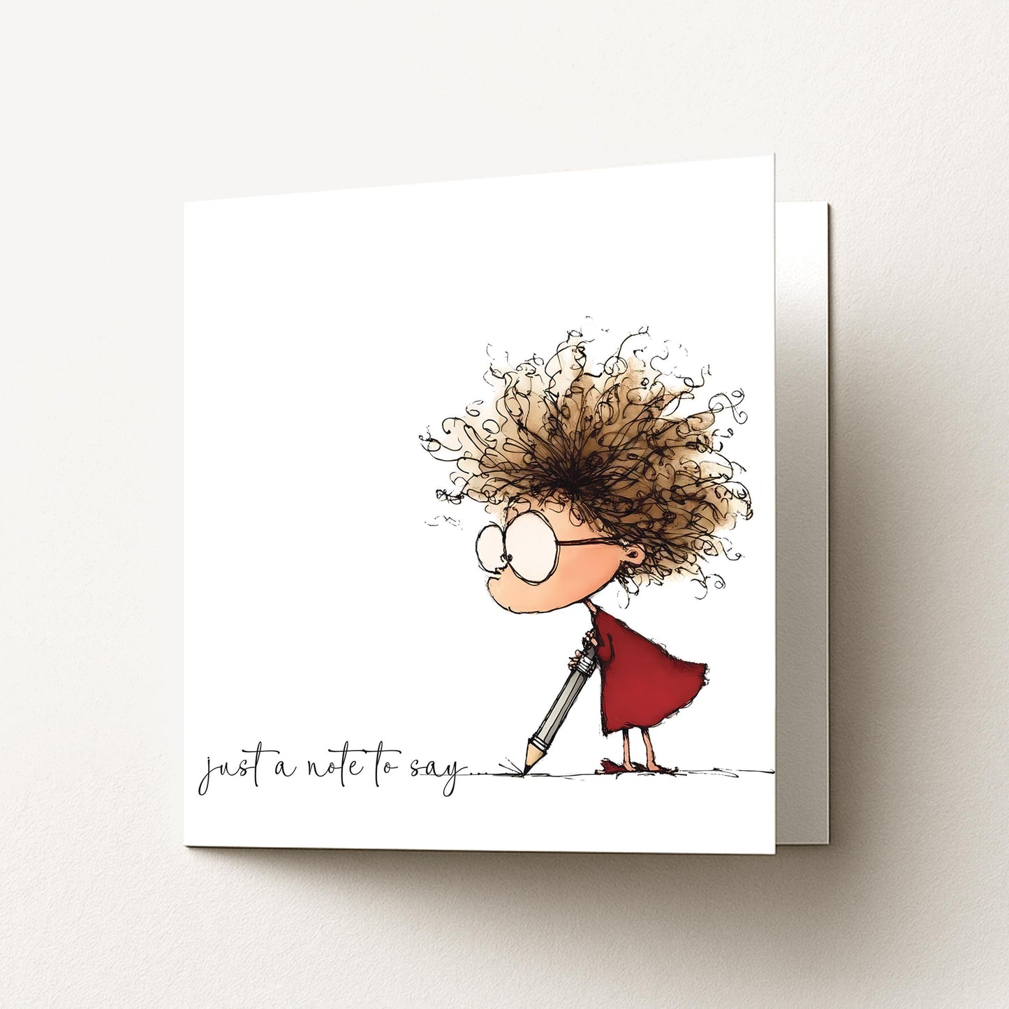 Just a Note Card, Thinking of You Card, Cute Character Note Card, Blank Inside Card, Everyday Greeting Card, Printed Card