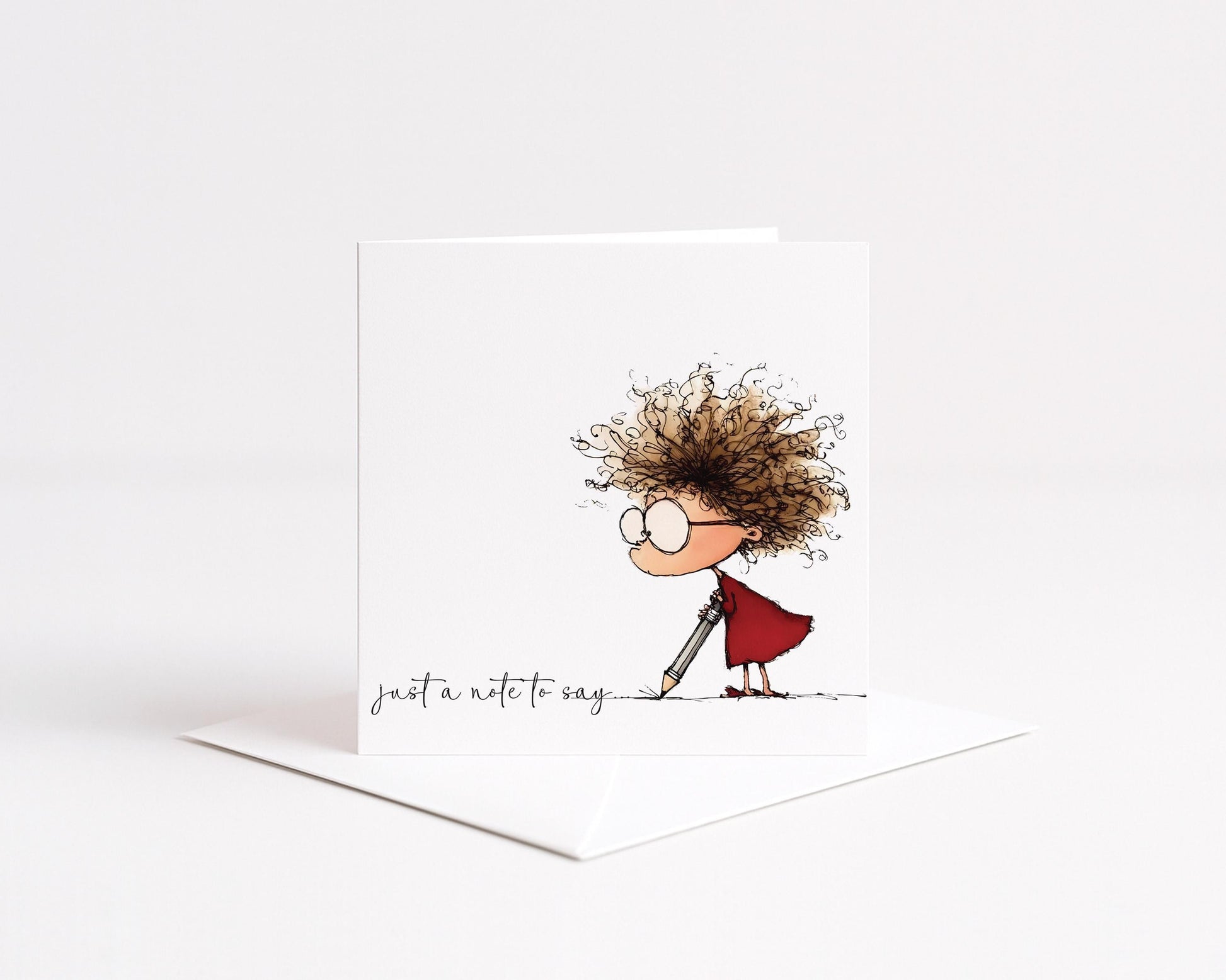 Just a Note Card, Thinking of You Card, Cute Character Note Card, Blank Inside Card, Everyday Greeting Card, Printed Card
