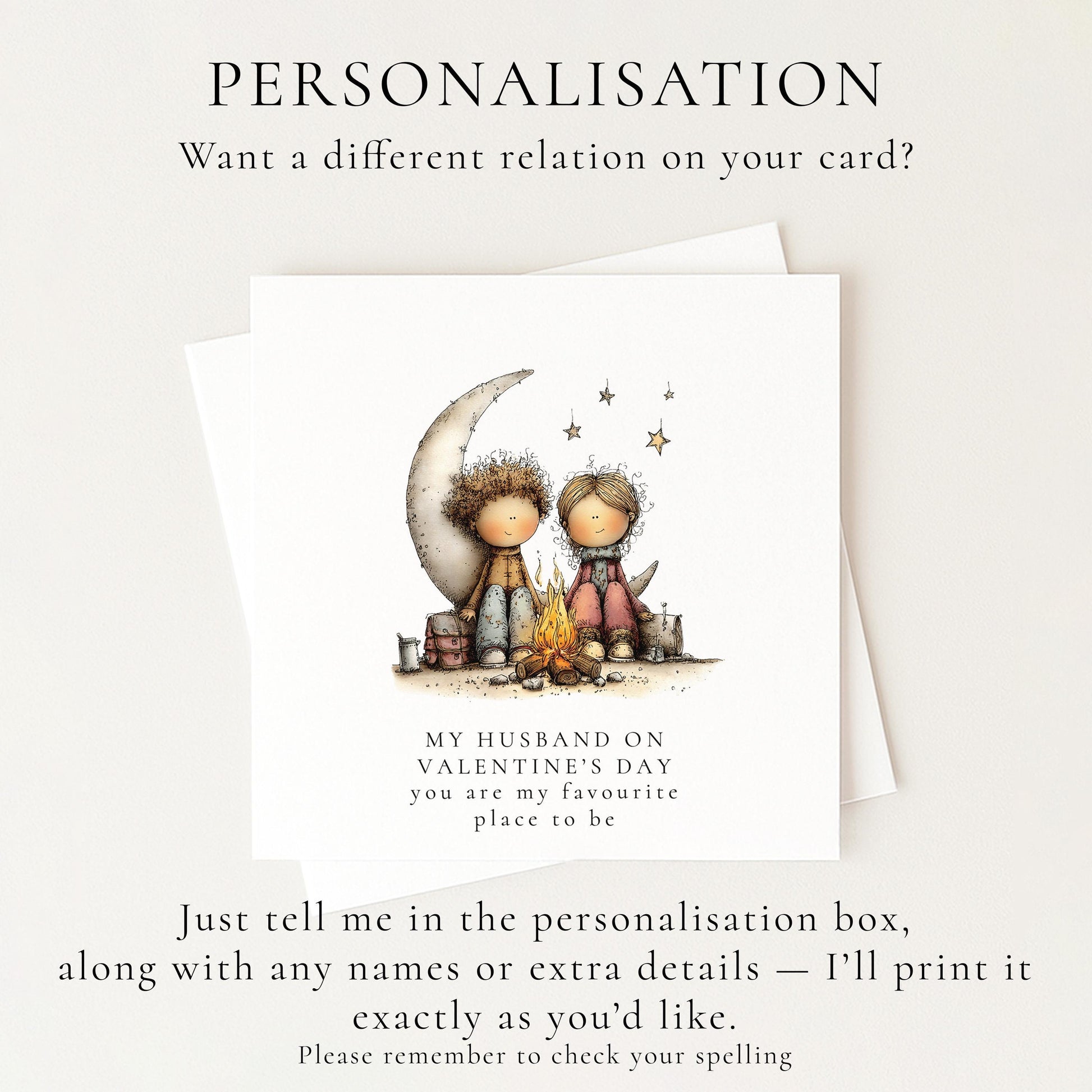 Valentines Husband Card, Romantic Valentine’s Day Card for Husband, Cute Couple Campfire Card, You Are My Favourite Place to Be