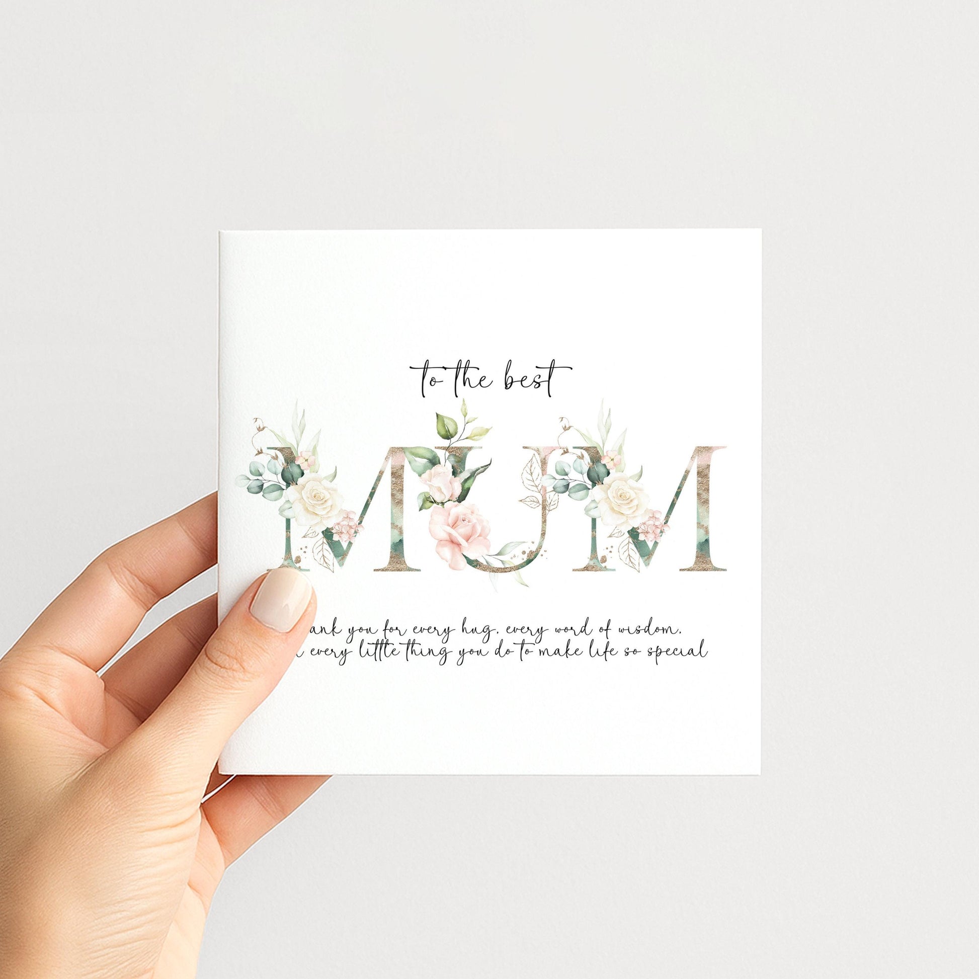 Mum Birthday Card, Mother’s Day Card for Mum, Floral Mum Card, To the Best Mum Card, Printed Greeting Card