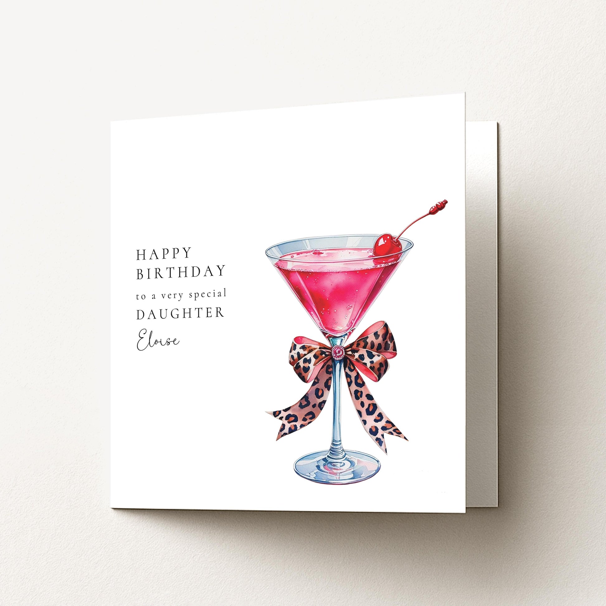 Daughter Birthday Card, Happy Birthday Daughter Card with Cocktail Illustration, Personalised Birthday Card for Daughter