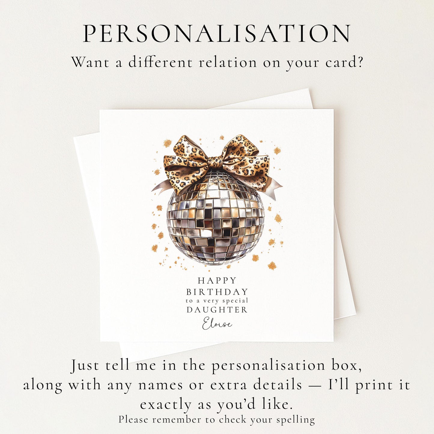 Daughter Birthday Card, Happy Birthday Daughter Card with Disco Ball Design, Personalised Birthday Card for Daughter