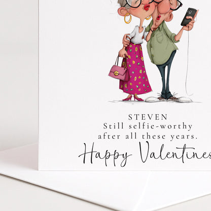 Funny Valentines Card Selfie Worthy, Personalised Valentine Card for Him, Husband Boyfriend Anniversary Card, Cute Old Couple Love Card