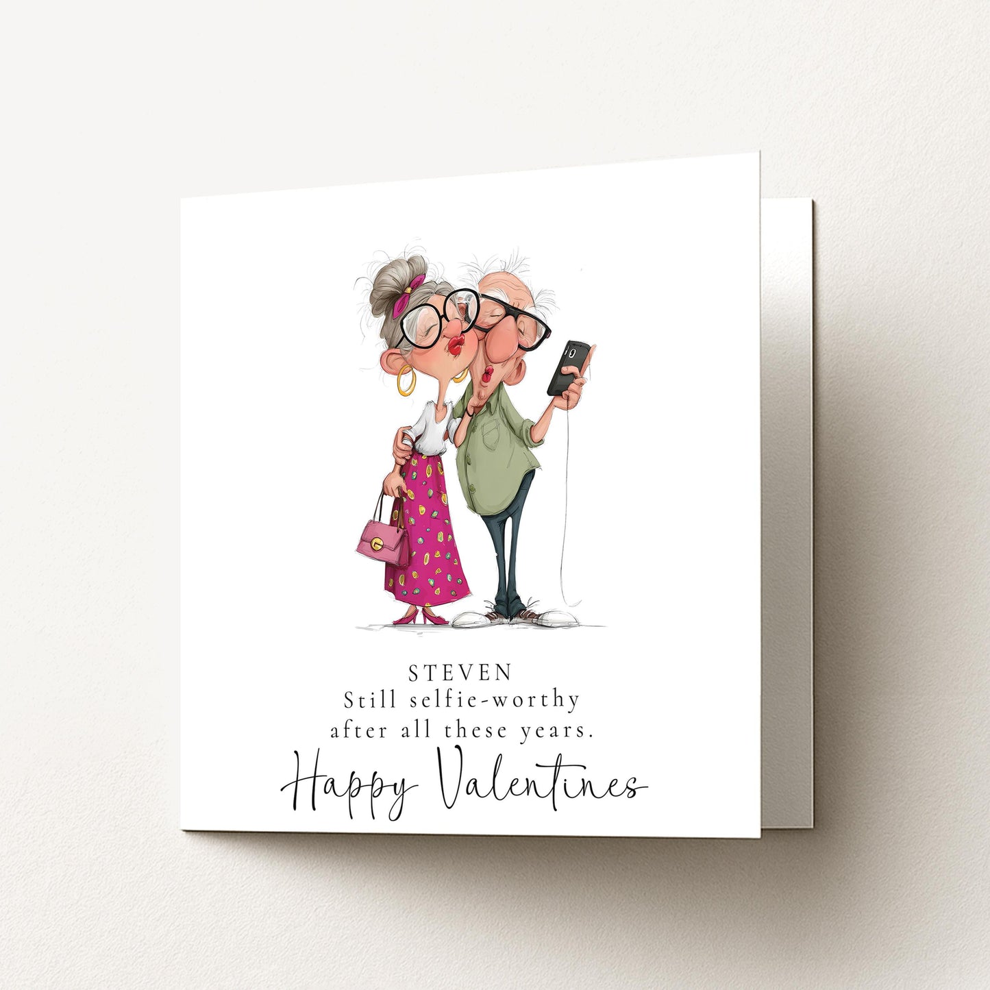 Funny Valentines Card Selfie Worthy, Personalised Valentine Card for Him, Husband Boyfriend Anniversary Card, Cute Old Couple Love Card