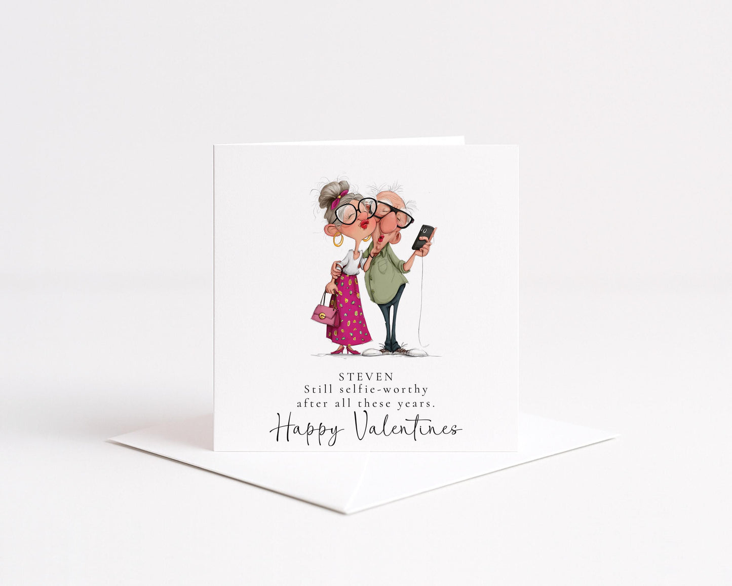 Funny Valentines Card Selfie Worthy, Personalised Valentine Card for Him, Husband Boyfriend Anniversary Card, Cute Old Couple Love Card
