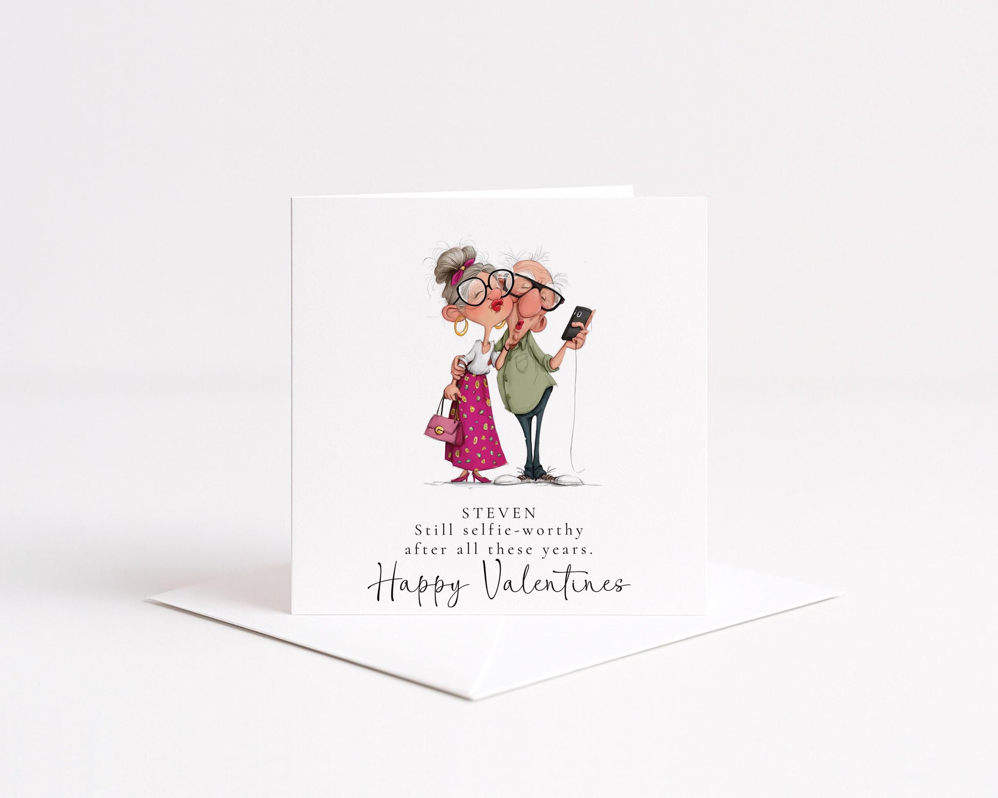 Funny Valentines Card Selfie Worthy, Personalised Valentine Card for Him, Husband Boyfriend Anniversary Card, Cute Old Couple Love Card
