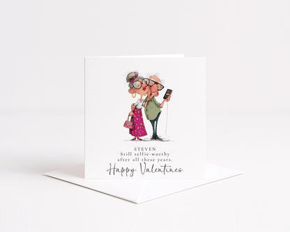 Funny Valentines Card Selfie Worthy, Personalised Valentine Card for Him, Husband Boyfriend Anniversary Card, Cute Old Couple Love Card