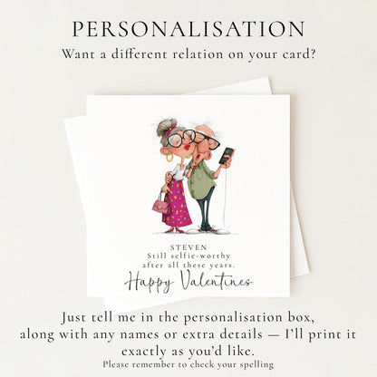 Funny Valentines Card Selfie Worthy, Personalised Valentine Card for Him, Husband Boyfriend Anniversary Card, Cute Old Couple Love Card