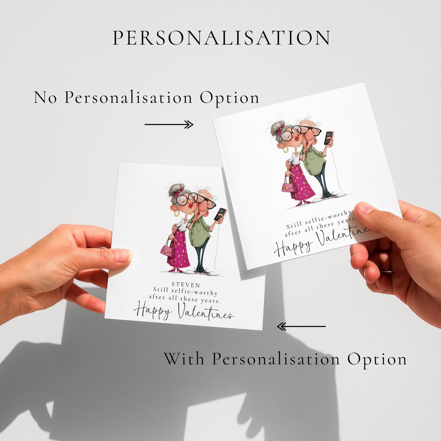 Funny Valentines Card Selfie Worthy, Personalised Valentine Card for Him, Husband Boyfriend Anniversary Card, Cute Old Couple Love Card