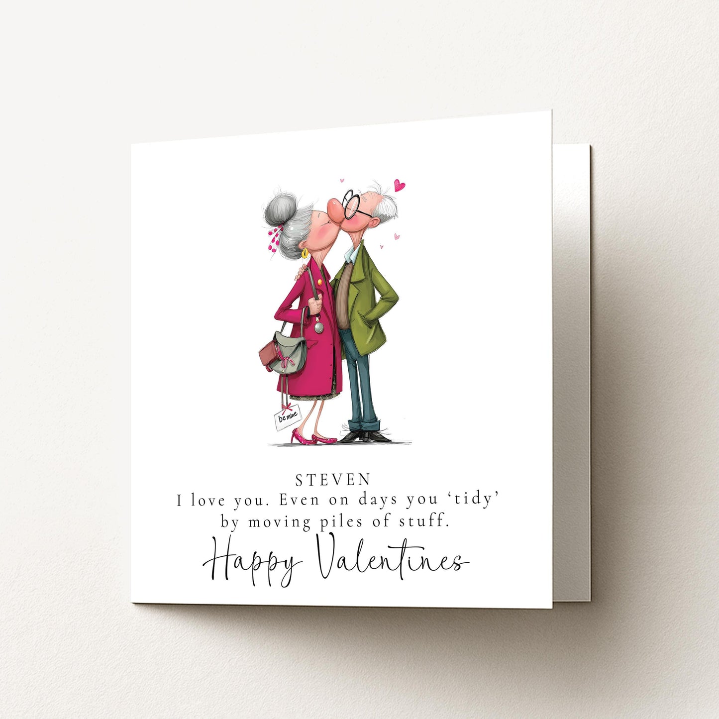 Funny Valentines Card Tidy Piles, Personalised Valentine Card for Him, Husband Boyfriend Partner Anniversary Card, Cute Old Couple Love Card