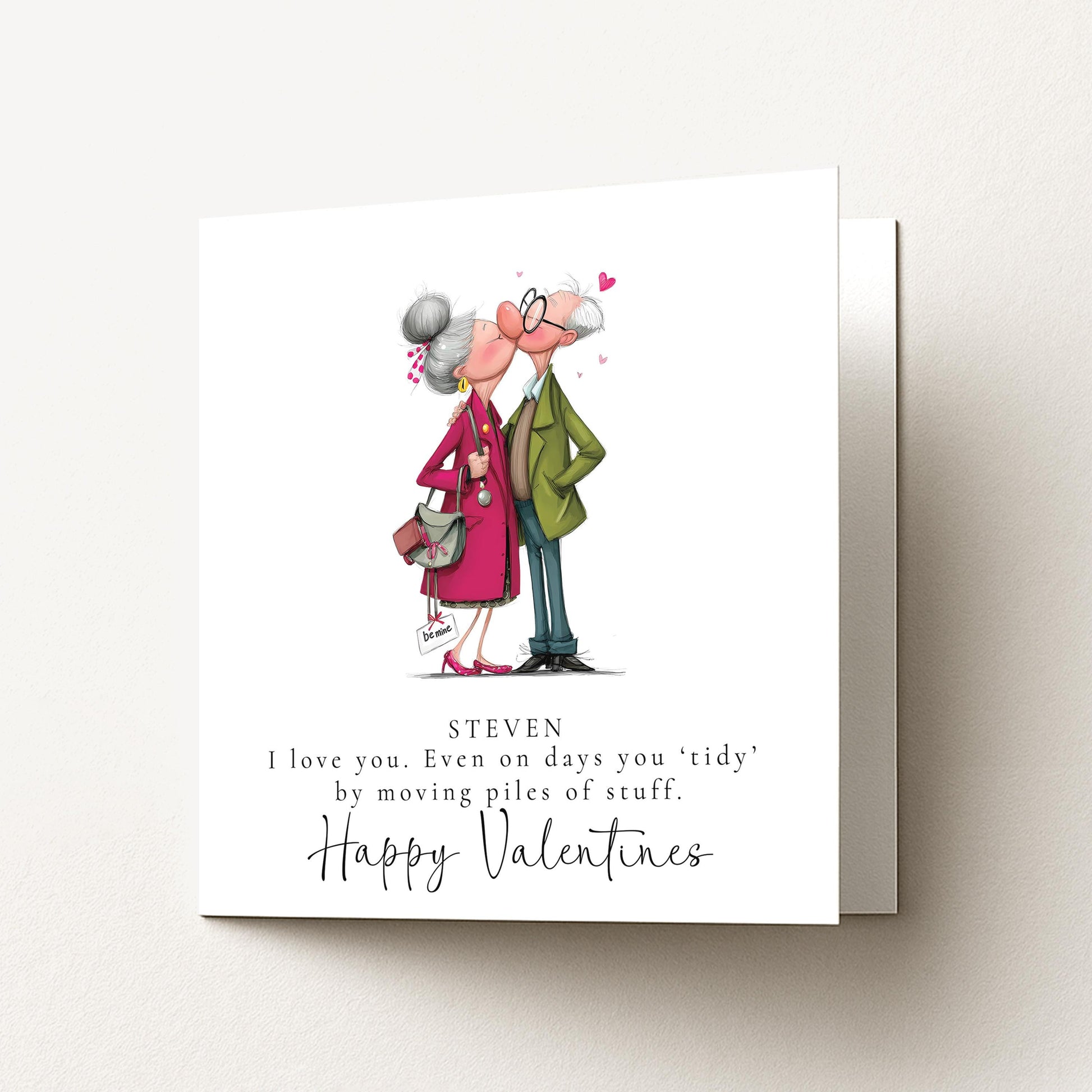 Funny Valentines Card Tidy Piles, Personalised Valentine Card for Him, Husband Boyfriend Partner Anniversary Card, Cute Old Couple Love Card