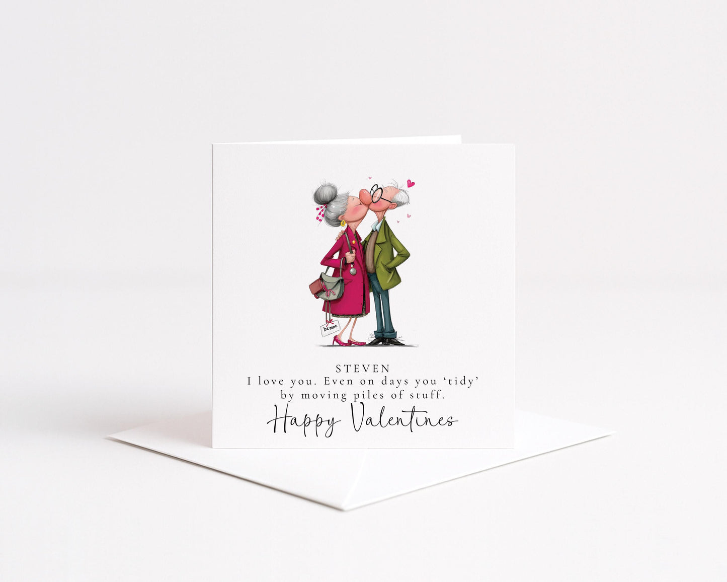 Funny Valentines Card Tidy Piles, Personalised Valentine Card for Him, Husband Boyfriend Partner Anniversary Card, Cute Old Couple Love Card