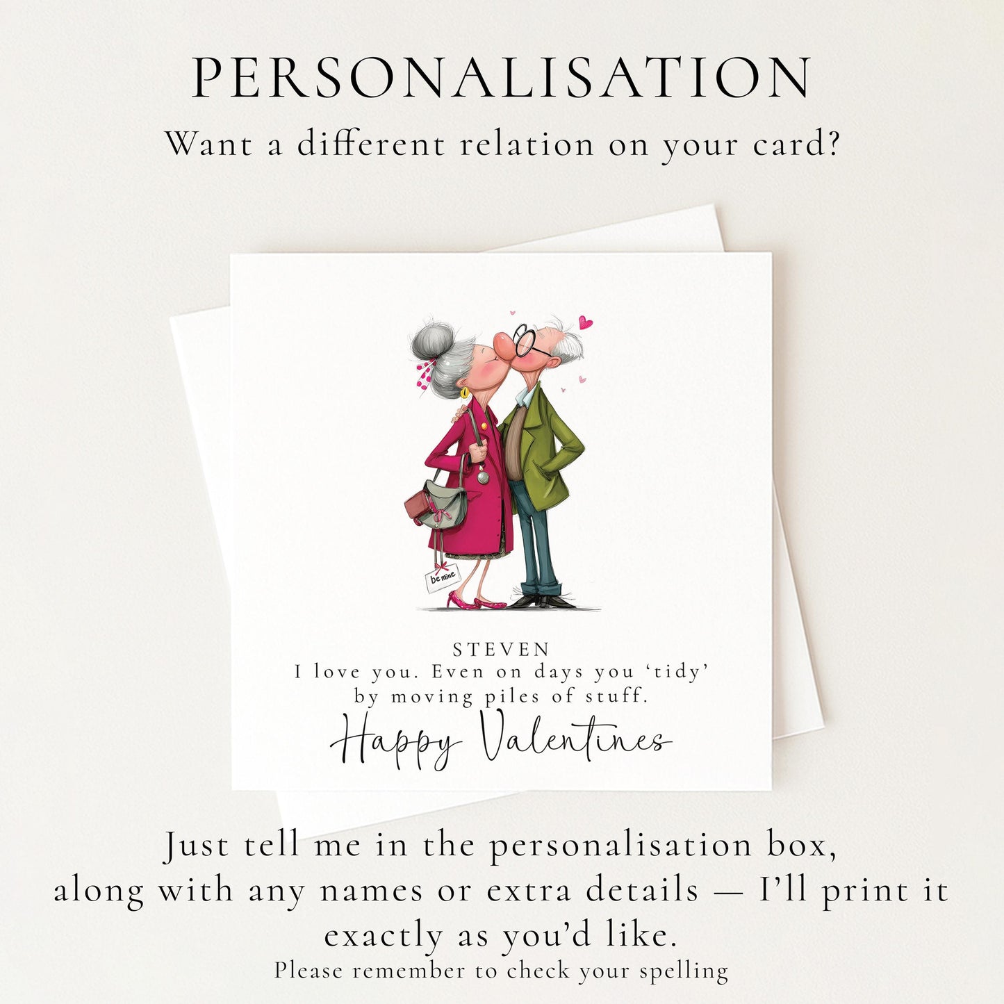 Funny Valentines Card Tidy Piles, Personalised Valentine Card for Him, Husband Boyfriend Partner Anniversary Card, Cute Old Couple Love Card