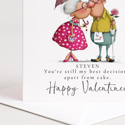 Funny Valentines Card Cake Decision, Personalised Valentine Card for Him, Husband Boyfriend Partner Anniversary Card, Cute Couple Love Card
